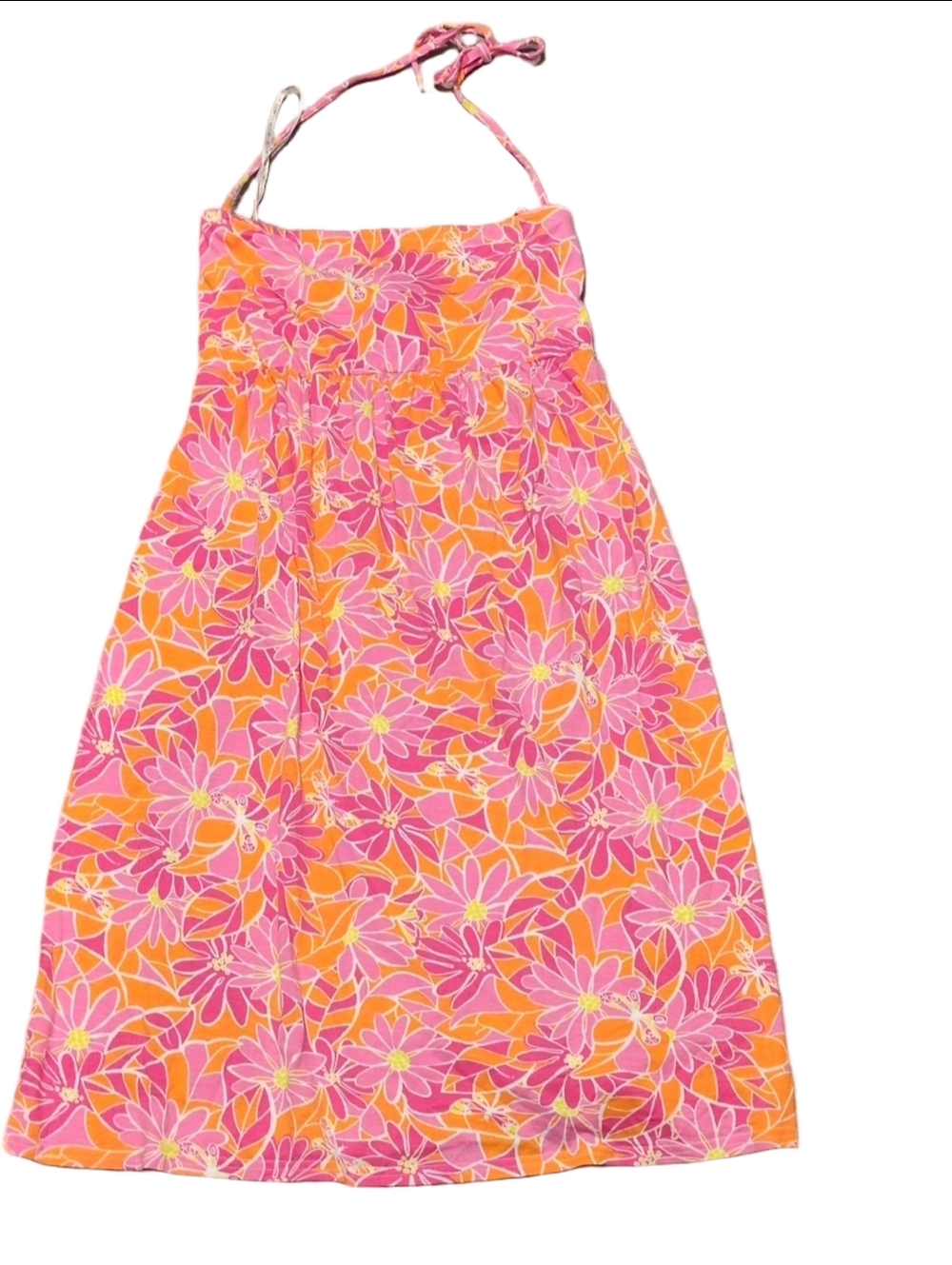 Lilly Pulitzer Pink Floral Halter Dress Size XL